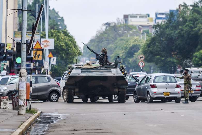 Army presence through Harare during coup in November 2017