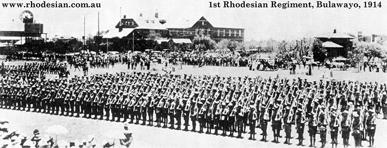 Photo of 1st Rhodesia Regiment in Bulawayo in 1914