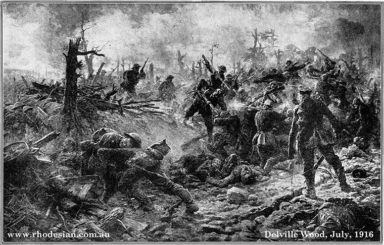 Painting of Battle of Delville Wood on Western Front