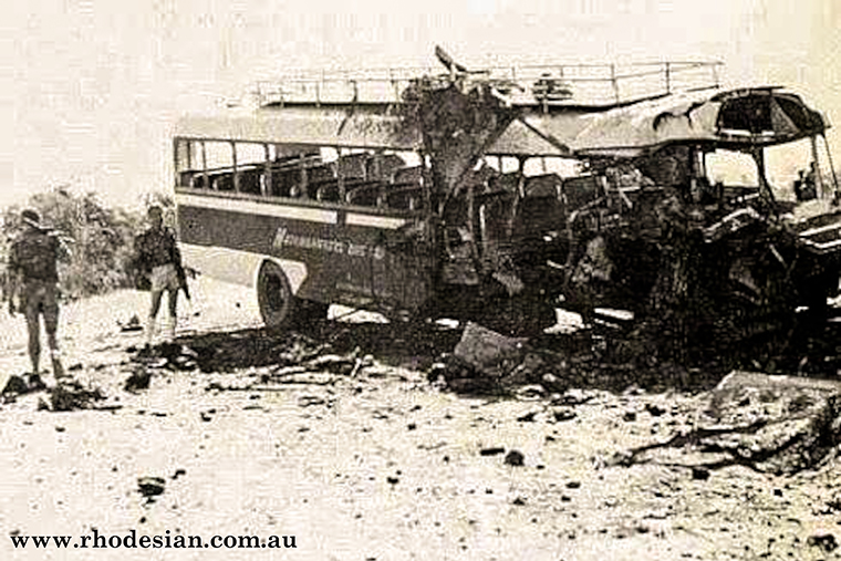 Bus after hitting Zanla landmine